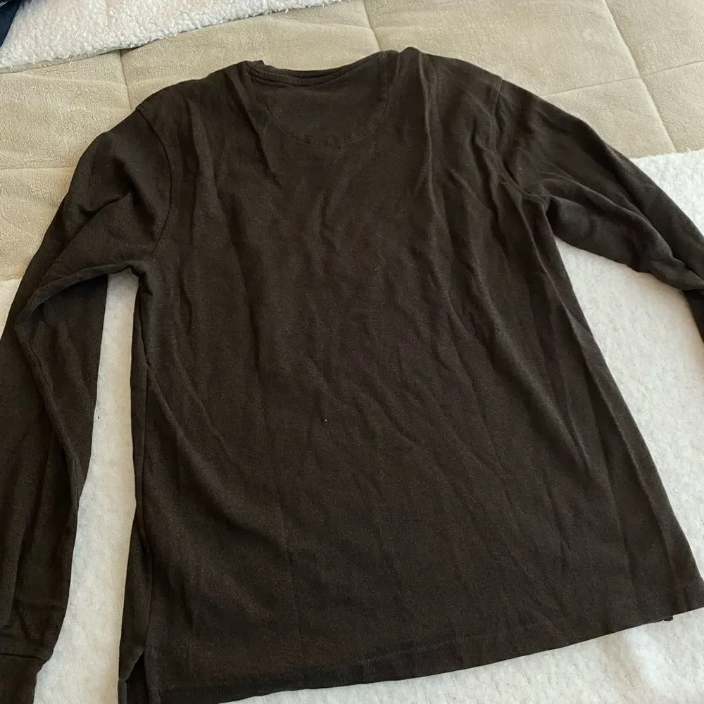 Van Heusen Sweater Gray Long Sleeve with Mock Blue Undershirt Size L